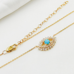 Load image into Gallery viewer, NFG71492TQ. 14K Solid Gold Diamond and Turquoise Eye Necklace