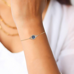Load image into Gallery viewer, BFE61000BS. 14K Solid Gold Diamond and Blue Sapphire Eye Bracelet