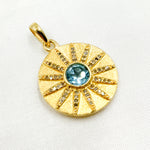 Load image into Gallery viewer, DSP067. Diamond Sterling Silver Round Sun Pendant with Gemstone