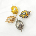 Load image into Gallery viewer, DC846. Diamond & Sterling Silver Oval Bead