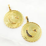 Load image into Gallery viewer, Sterling Silver Round Moon and Star Pendant