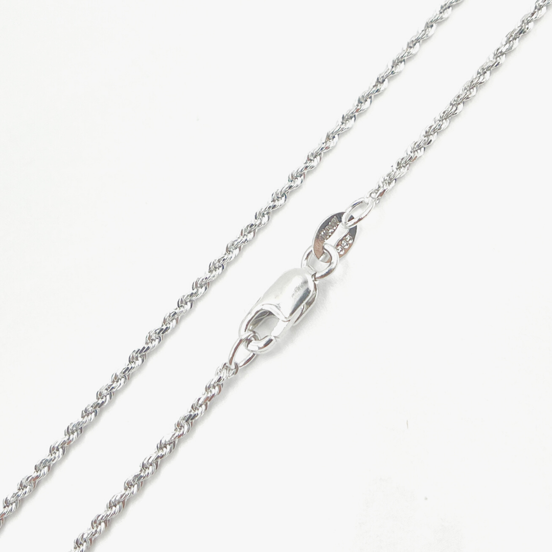 14K Solid White Gold Rope Necklace. 025CRDP0L8LWG