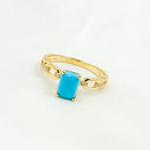 Load image into Gallery viewer, 14k Solid Gold Diamond and Turquoise Chain Ring.