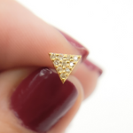 Load image into Gallery viewer, EFC54162. 14K Solid Gold and Diamonds Triangle Studs