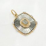 Load image into Gallery viewer, KSG51. 14k Solid Gold Sterling Silver Diamond Square Charm