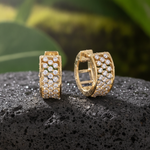 Load image into Gallery viewer, EHH57520. 14K Solid Yellow Gold Diamond Hoop Earrings