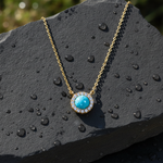 Load image into Gallery viewer, NFB71922. 14K Solid Gold Diamond and Turquoise Necklace