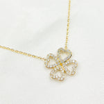 Load image into Gallery viewer, NT112116. 14K Solid Gold 4 Heart Clover Diamond Necklace