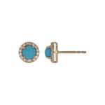 Load image into Gallery viewer, EFD54383TQ. 14K Solid Gold Diamonds and Turquoise Round Stud Earrings