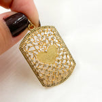 Load image into Gallery viewer, DP187. Diamond Sterling Silver Rectangle Heart Pendant with Gemstone