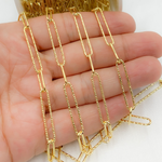 Load image into Gallery viewer, Sterling Silver Gold Plated Diamond Cut & Smooth Paperclip Chain