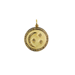 Load image into Gallery viewer, 14K Solid Gold with Diamonds Circle Charm with Moon and Squares in the Center. GDP72