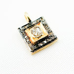 Load image into Gallery viewer, DC459. Diamond Sterling Silver Square Charm with Polki Diamond