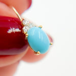 Load image into Gallery viewer, Shop Now 14K Solid Gold Diamond and Turquoise Dangle Earrings