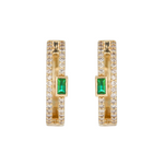 Load image into Gallery viewer, CE96477. 14k Solid Yellow Gold Diamond Baguette Hoops with Stones