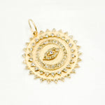 Load image into Gallery viewer, 14K Solid Gold Diamond Round Eye Charm