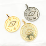 Load image into Gallery viewer, Diamond Sterling Silver Round Eye and Star Pendant