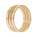 Load image into Gallery viewer, RAE01846. 14K Solid Gold Three-Row Diamond Ring