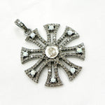 Load image into Gallery viewer, DP460. Diamond & Sterling Silver Fancy Shape Pendant with Polki Diamond and Gemstone