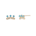 Load image into Gallery viewer, EFB53898. 14K Solid Gold Diamond and Turquoise Fancy Stud Earrings