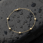 Load image into Gallery viewer, BRSET701. 14k Solid Yellow Gold Flat Bead Link Bracelet