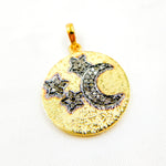 Load image into Gallery viewer, DC412. Diamond Sterling Silver Round Moon and Star Pendant