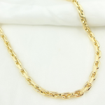 Load image into Gallery viewer, 14K Yellow Hollow Gold Smooth and Textured Oval Link Necklace. 568277LSG
