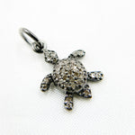 Load image into Gallery viewer, DC434. Diamond Sterling Silver Black Rhodium Turtle Charm