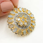 Load image into Gallery viewer, DSP039. Diamond Sterling Silver Round Flower Pendant with Gemstone