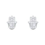 Load image into Gallery viewer, EFC54276. 14K Solid Gold Diamond Hamsa Hand Studs