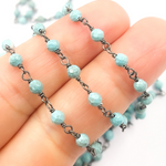 Load image into Gallery viewer, Turquoise Black Rhodium Wire Chain. TRQ16