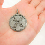 Load image into Gallery viewer, DP569. Diamond & Sterling Silver Round Pendant