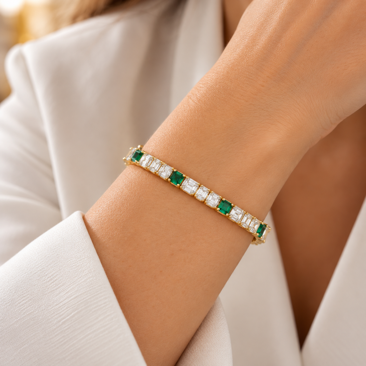 BR404097. 14k Solid Gold Diamond and Gemstone Fancy Bracelet