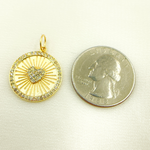 Load image into Gallery viewer, 14K Solid Gold Diamond Charm with Heart in the Center. GDP239