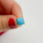 Load image into Gallery viewer, Shop 14K Solid Yellow Gold Turquoise Square Stud Earring