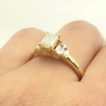 Load image into Gallery viewer, 14K Solid Yellow Gold Rectangle Cluster Diamond Ring.