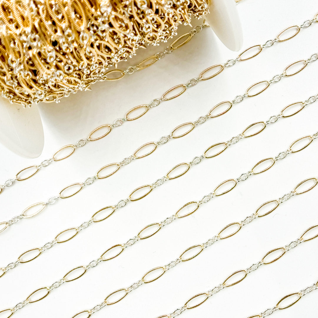 XM2131KTT. Two Tone Oval and Round Textured Links Chain