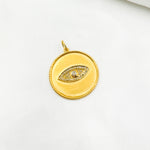 Load image into Gallery viewer, 14K Solid Gold with Diamonds Circle with Evil Eye Charm. GDP30