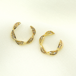 Load image into Gallery viewer, EFB52071. 14K Solid Gold and Diamonds Semi Circle Earrings