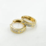 Load image into Gallery viewer, HP401868. 14k Solid Yellow Gold Diamond Huggie Hoop Earrings