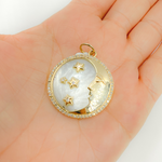 Load image into Gallery viewer, KG134. 14K Solid Gold Circle Charm with Moon & Stars