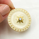 Load image into Gallery viewer, Shop Now Sterling Silver Round Enamel Pendant with Gemstone