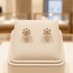 Load image into Gallery viewer, EFE52673Y. 14k Solid Gold Diamond Flower Stud Earrings