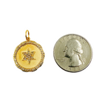 Load image into Gallery viewer, 14K Solid Gold with Diamonds Circle Shape Charm with a Star in the Center. GDP95