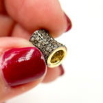 Load image into Gallery viewer, DC830. Diamond Sterling Silver Cylindrical Bead