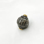 Load image into Gallery viewer, DC573. Two-Tone Sterling Silver Pave Diamond Round Bead