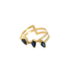 Load image into Gallery viewer, 14k Solid Gold Blue Sapphire and Diamond 3 Drops Ring.