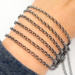 Load image into Gallery viewer, V116BR. Black Rhodium Sterling Silver Rolo Link Chain