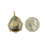 Load image into Gallery viewer, KSG07. Sterling Silver Black Rhodium with Diamonds Drop Shape Charm with Flowers around
