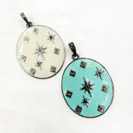Load image into Gallery viewer, Diamond Sterling Silver Oval Enamel Pendant